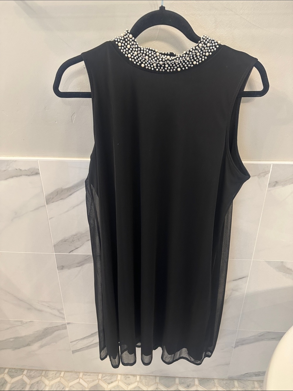 Nik and Nash Black Dress with Pearl and Rhinestone Collar